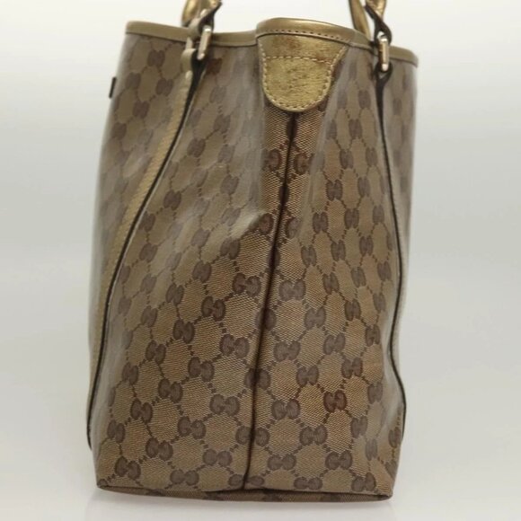 GUCCI GG Crystal Tote Bag Coated Canvas Beige Gold - Picture 3 of 15